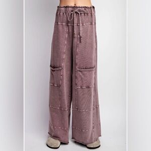 Easel Mineral Wash Cargo Sweatpants Cargo Lavender S
